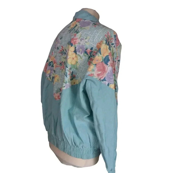 Southern Stitches || Quintessential 80's 90's Pastel Floral Cotton Zip Jacket XS - Picture 6 of 9